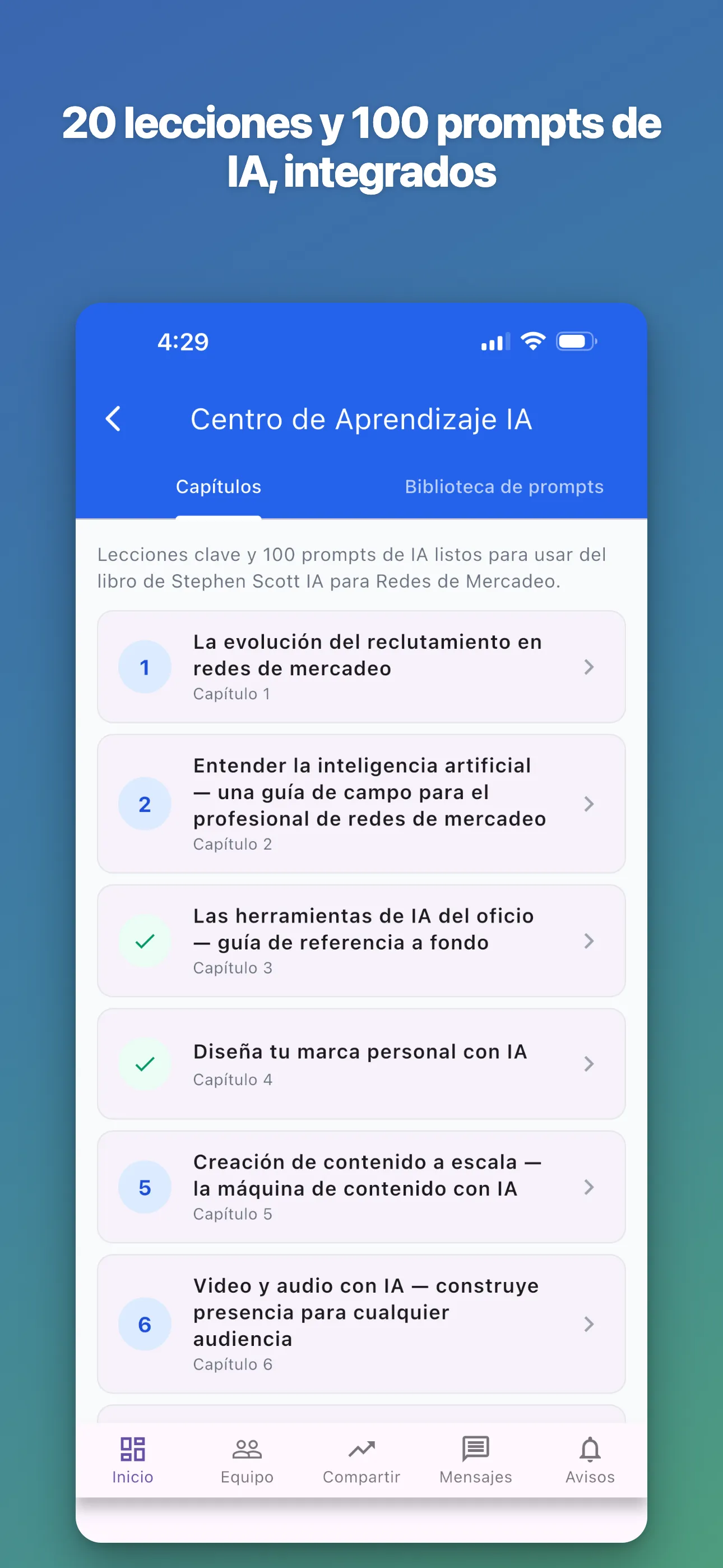 Centro de Aprendizaje IA — 20 lecciones, 100 prompts